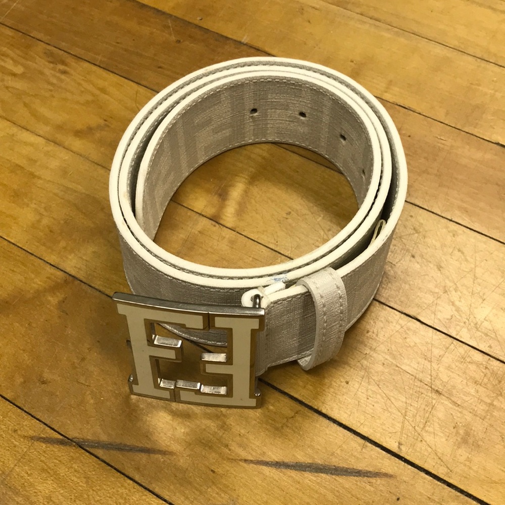 White Fendi Belt (7C0250 XEE)